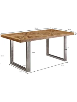 Esstisch Mango Massivholz Esszimmertisch 180x76,5x90, Küchentisch