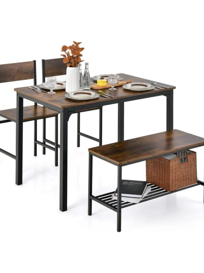 Esstisch Set 4-teilig in Braun