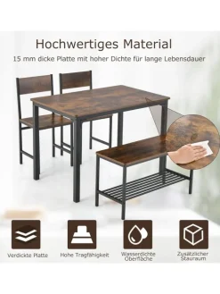 Esstisch Set 4-teilig in Braun