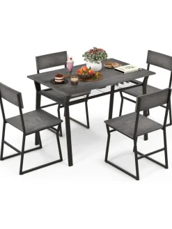 Esstisch Set 5-teilig in Grau