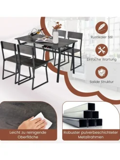 Esstisch Set 5-teilig in Grau