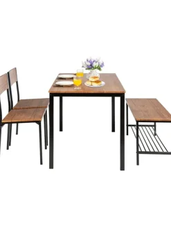 Esstisch Set 4-teilig in Hellbraun