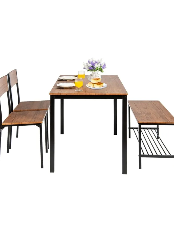 Esstisch Set 4-teilig in Hellbraun