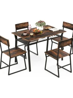 Esstisch Set 5-teilig in Taupe