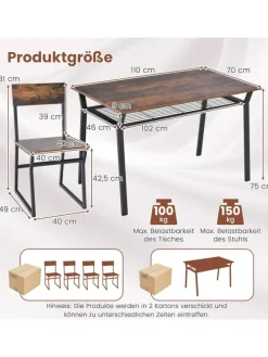 Esstisch Set 5-teilig in Taupe