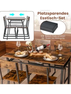 Esstisch Set 5-teilig in Taupe