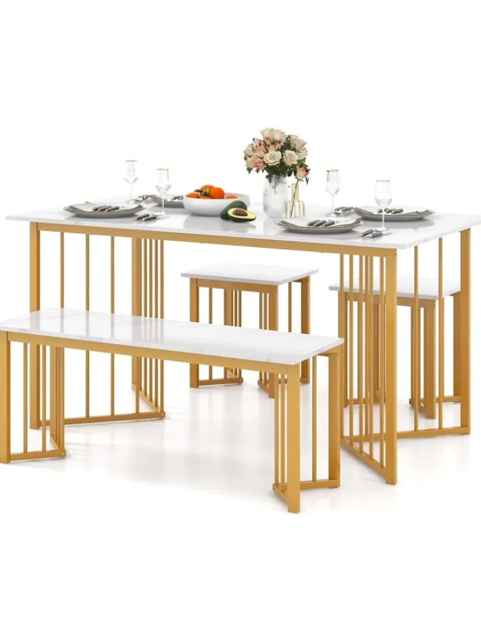 Esstisch Set 4-teilig in Weiß