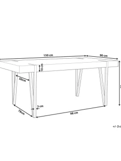 Esszimmertisch ADENA in Braun/Schwarz - (W) 90 x (H) 75 x (L) 150 cm