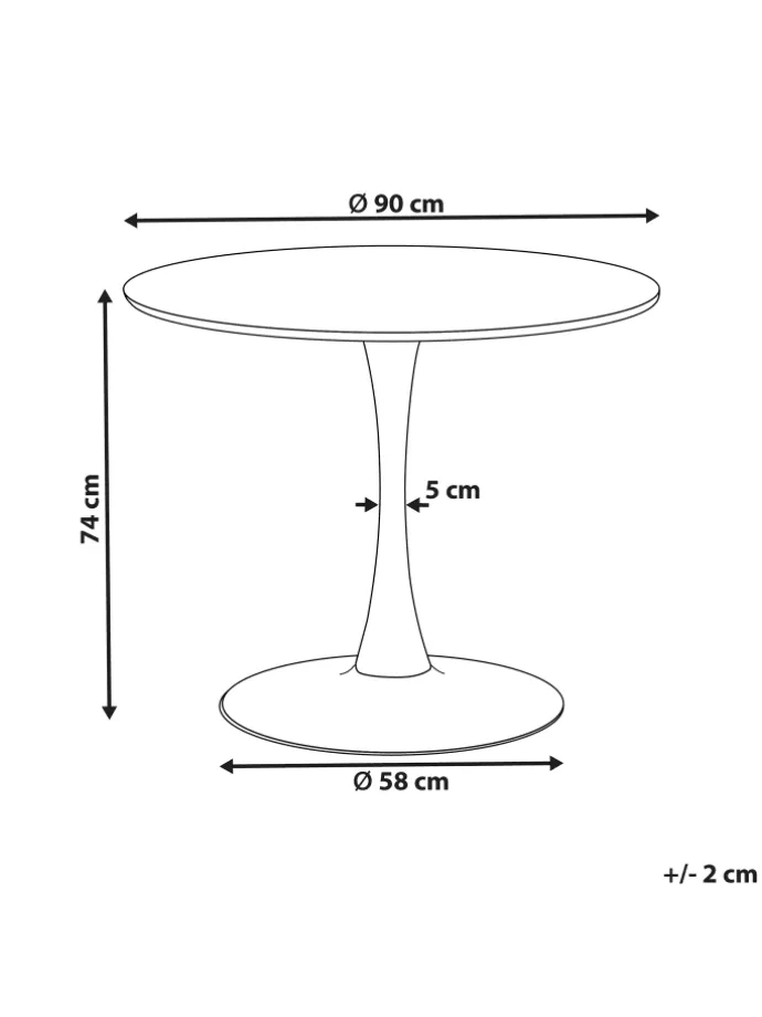 Esszimmertisch BOCA in Weiß/Gold - (W) 90 x (H) 74 x (L) 90 cm