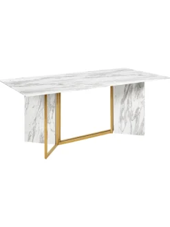 Esszimmertisch CALCIO in Weiß/Schwarz/Gold - (W) 100 x (H) 77 x (L) 200 cm