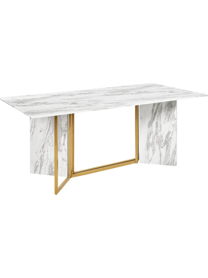 Esszimmertisch CALCIO in Weiß/Schwarz/Gold - (W) 100 x (H) 77 x (L) 200 cm