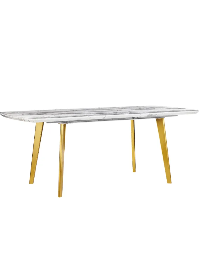 Esszimmertisch MOSBY in Weiß/Gold - (W) 90 x (H) 77 x (L) 160 cm