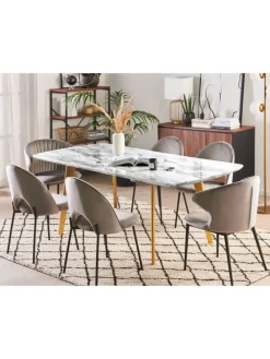 Esszimmertisch MOSBY in Weiß/Gold - (W) 90 x (H) 77 x (L) 160 cm