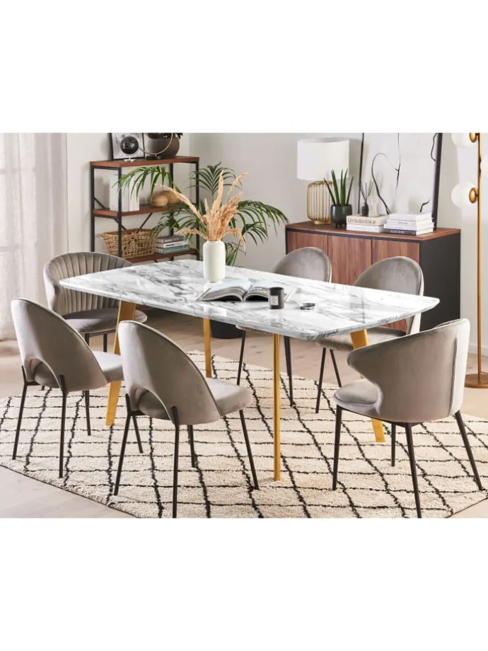 Esszimmertisch MOSBY in Weiß/Gold - (W) 90 x (H) 77 x (L) 160 cm