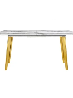 Esszimmertisch MOSBY in Weiß/Gold - (W) 90 x (H) 77 x (L) 160 cm