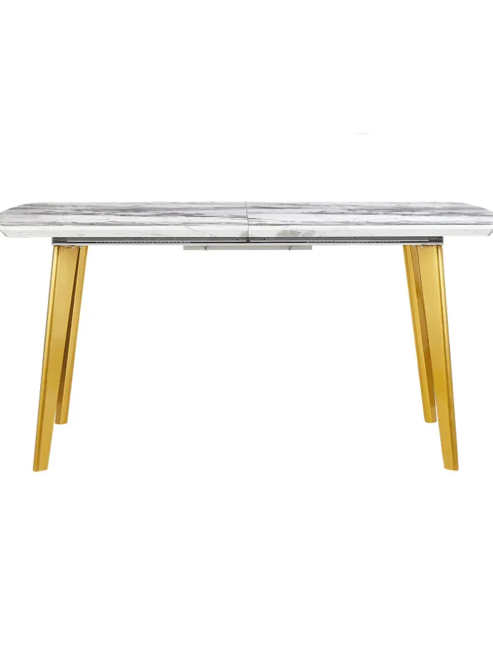 Esszimmertisch MOSBY in Weiß/Gold - (W) 90 x (H) 77 x (L) 160 cm