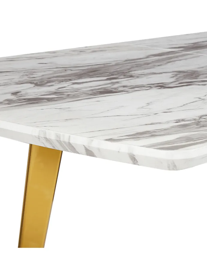 Esszimmertisch MOSBY in Weiß/Gold - (W) 90 x (H) 77 x (L) 160 cm