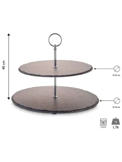 Etagere in Schwarz/ Silber - (H)40 cm