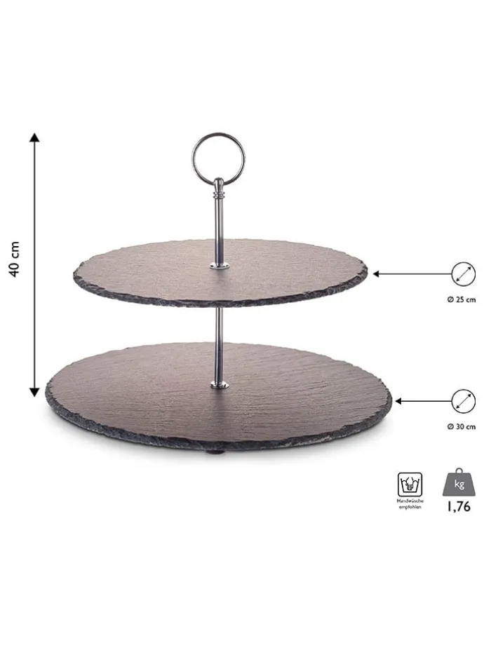 Etagere in Schwarz/ Silber - (H)40 cm