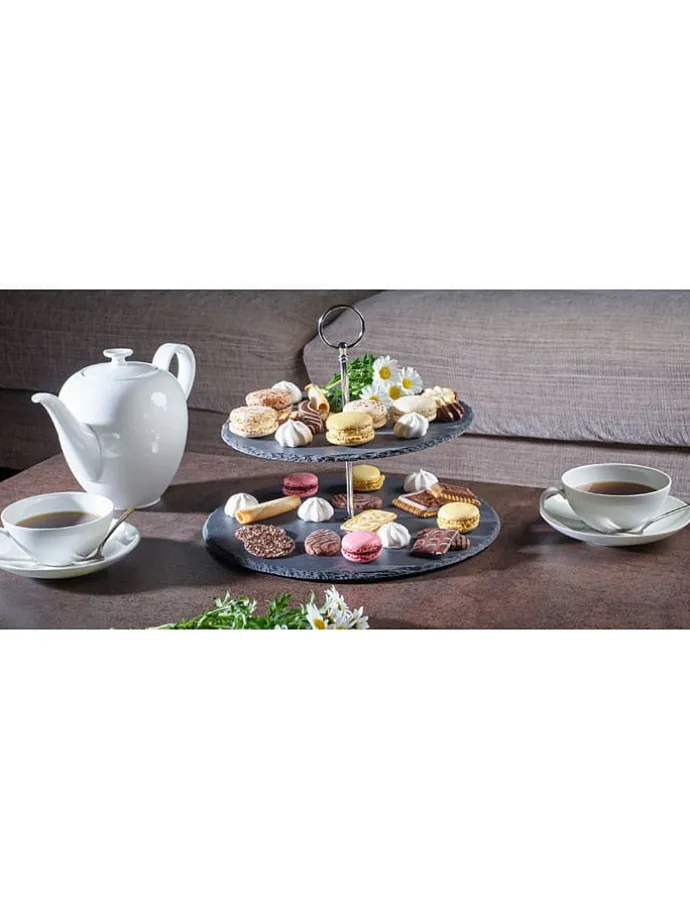 Etagere in Schwarz/ Silber - (H)40 cm