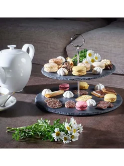 Etagere in Schwarz/ Silber - (H)40 cm