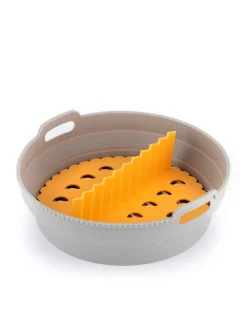 Faltbarer Silicon-Einsatz für Heißluftfritteusen in Gelb/ Grau - Ø 21,5 cm