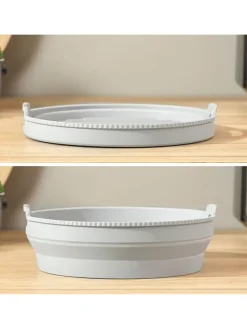 Faltbarer Silicon-Einsatz für Heißluftfritteusen in Gelb/ Grau - Ø 21,5 cm