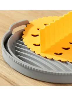 Faltbarer Silicon-Einsatz für Heißluftfritteusen in Gelb/ Grau - Ø 21,5 cm