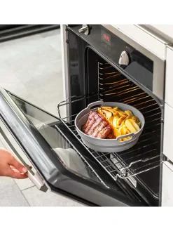 Faltbarer Silicon-Einsatz für Heißluftfritteusen in Gelb/ Grau - Ø 21,5 cm