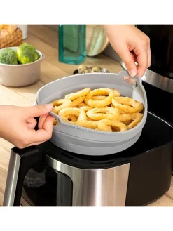 Faltbarer Silicon-Einsatz für Heißluftfritteusen in Gelb/ Grau - Ø 21,5 cm