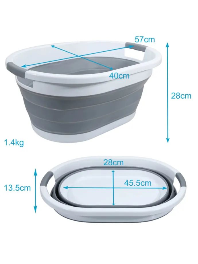 Faltbarer Wäschekorb in Grau - Weiß