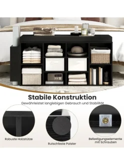 10-Fächer Schuhbank in Schwarz