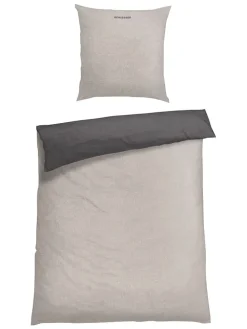 Feinbiber-Bettwäsche-Set in Anthrazit/ Beige