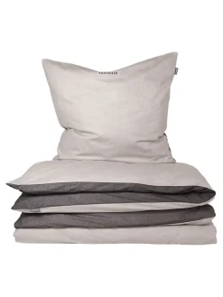Feinbiber-Bettwäsche-Set in Anthrazit/ Beige