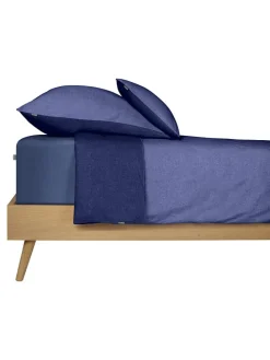 Feinbiber-Bettwäsche-Set in Dunkelblau