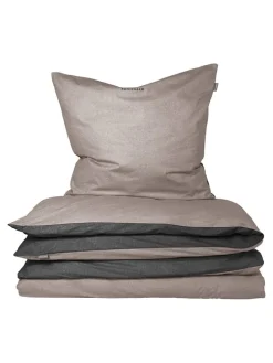 Feinbiber-Bettwäsche-Set in Anthrazit/ Hellbraun