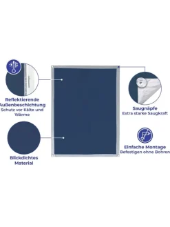 Fenster-Sonnenschutz in Blau/ Silber - (L)92 x (B)59 cm