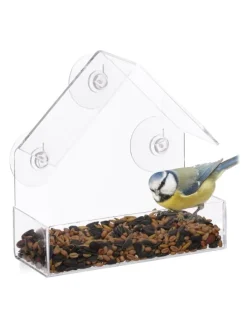 Fenster-Vogelfutterhaus in Transparent