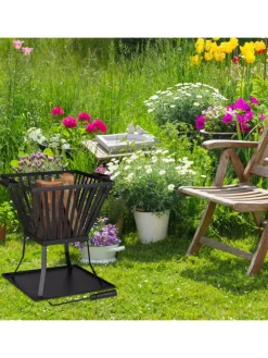 Feuerkorb in Schwarz - (B)56,5 x (H)56 x (T)45 cm