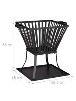 Feuerkorb in Schwarz - (B)56,5 x (H)56 x (T)45 cm