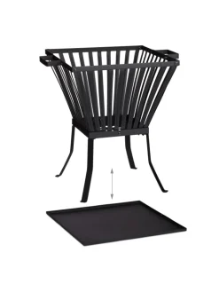 Feuerkorb in Schwarz - (B)56,5 x (H)56 x (T)45 cm