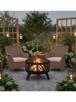 Feuerschale in Schwarz - (H)60 x Ø 60 cm