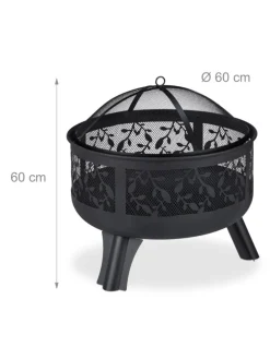 Feuerschale in Schwarz - (H)60 x Ø 60 cm