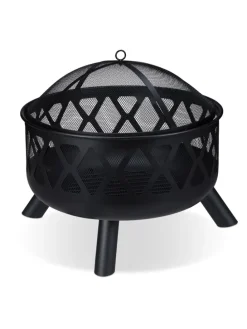 Feuerschale mit Funkenschutz in Schwarz - Ø 62 cm