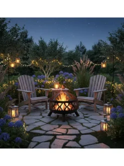 Feuerschale mit Funkenschutz in Schwarz - Ø 62 cm