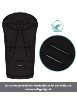 Fillikid Winterfußsack Pamir TOP in Schwarz-Grau