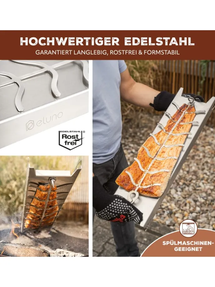 Flammlachshalter 2er Set aus Edelstahl, ca. 16 x 60 x 4 cm (B/H/T)