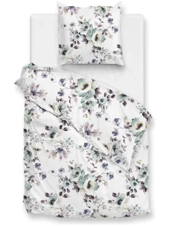 Flanell-Bettwäsche-Set "Celia" in Weiß/ MInt