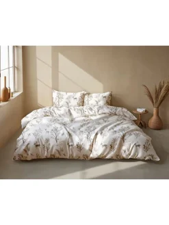 Flanell-Bettwäsche-Set ''Hazel'' in Creme/ Hellbraun