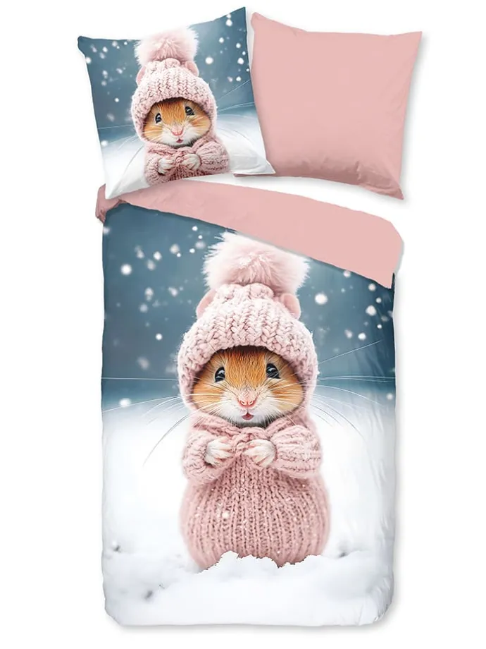 Flanell-Bettwäsche-Set "Sofia" in Blau/ Rosa